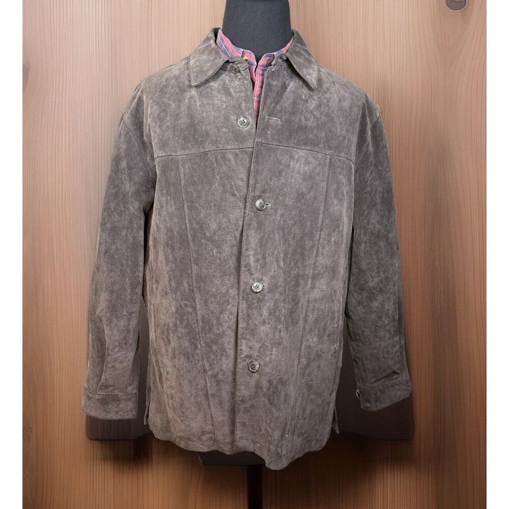 Suede Leather Chore Coat XL Brown Rancher Jacket Washable Zip Pocket Harbor Bay